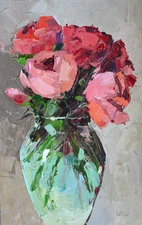 Original Oil Painting 10"x6" Pink Roses Art Floral painting Roses Still life