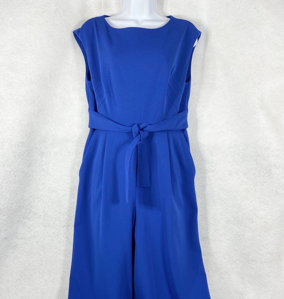 Mono para mujer Calvin Klein 10 azul pierna recta sin mangas corbata delantera Foto 2 de 4