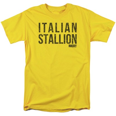 Rocky Italian Stallion T Shirt Mens Licensed Boxing Movie Balboa Yellow