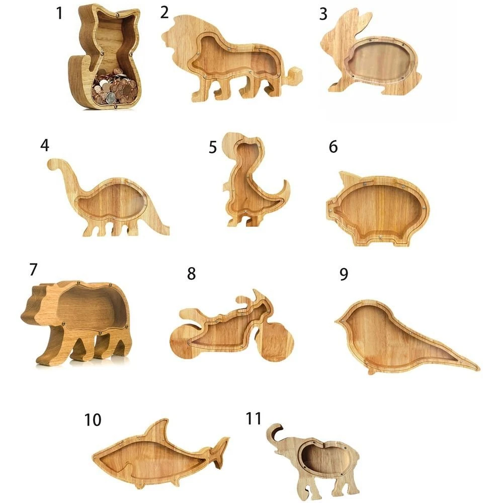 Wooden dinosaur 2024 money box