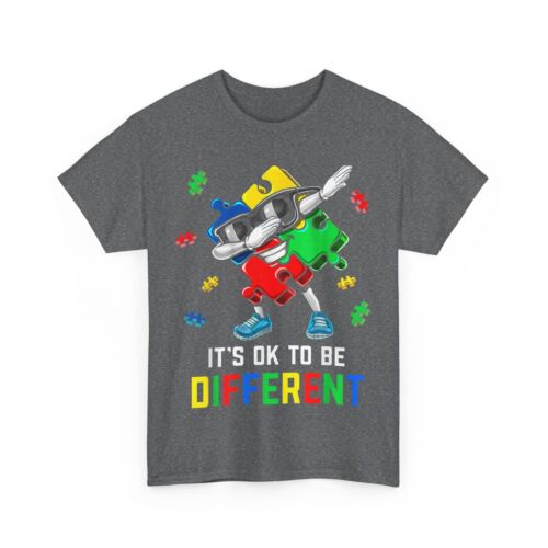 Autism Awareness T-shirt, It’s OK To Be Different Dabbing Puzzle Pieces Shirt - Picture 6 of 9
