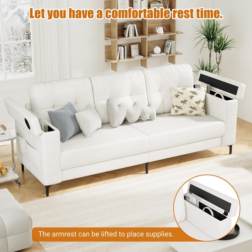 3 Seater Sofa Couch Comfy Loveseat Sofa Couch w/Storage Armrest for Living Room - Picture 2 of 7