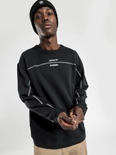 adidas originals Logo ribbed Sleeve Sports Sweatshirt in Black GD9309 Size XS