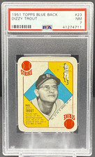 1951 Topps Blue Back Dizzy Trout PSA 7 NM Detroit Tigers Card #23 cc23