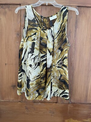 Women s Bobbie Brooks Animal Print Black Gold Ivory Sheer Top Size L