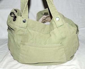 Christy Studio Pale Olive Green Canvas Multi Pocket Shoulder Bag Ebay