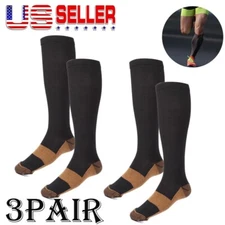 3 Pairs Bamboo Compression Socks 10-20mmHg Moisture Wicking Support Stocking XXL