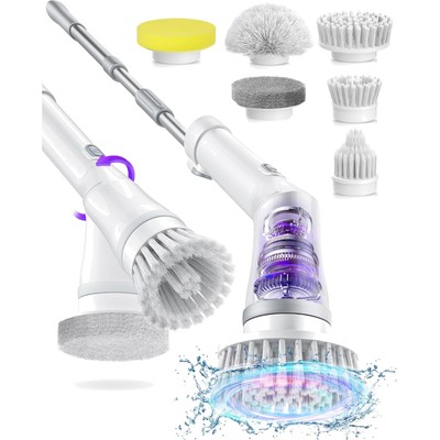 Versatile Electric Spin Scrubber - 2-Speed, 6 Brushes for Effortless Cleaning