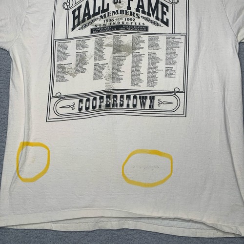 Camicia Vintage Baseball Hall Of Fame Uomo Taglia XL Cooperstown Made USA Punto Singolo - Foto 10 di 13