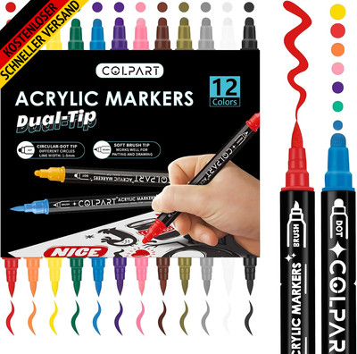 Acrylfarben Stifte Acrylstifte Für Steine Wasserfest 12PCS Acrylic Paint Marker 
