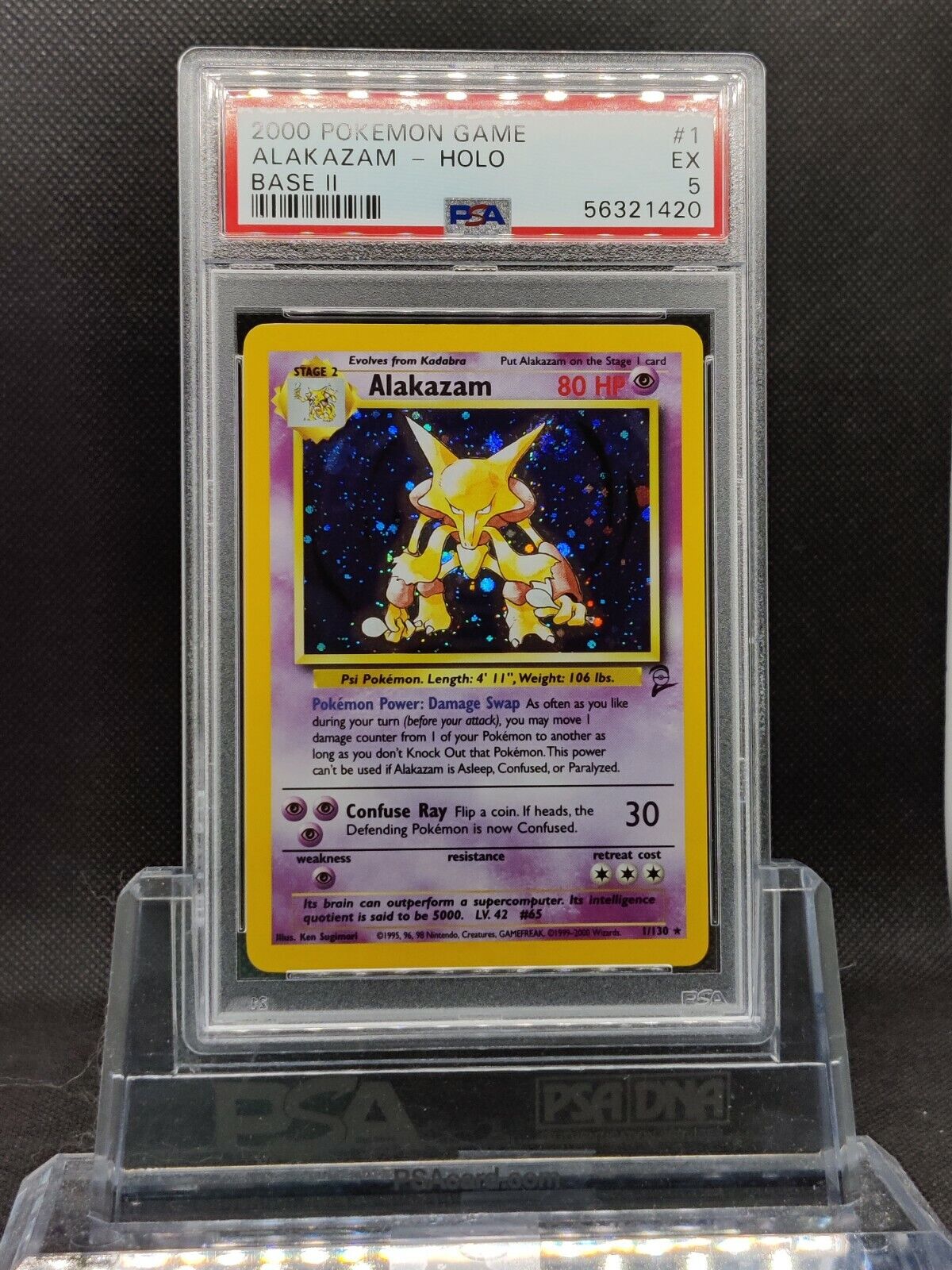 Mavin  Alakazam #65 - Base Set 2 rare holo 1/130 Near Mint Pokemon card  full evolution