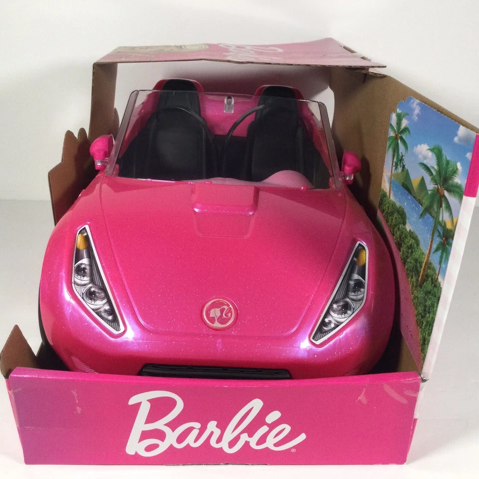 Coche de juguete convertible Barbie rosa glamour 2 asientos 13 pulgadas x 6 pulgadas x 7 pulgadas Foto 3 de 4