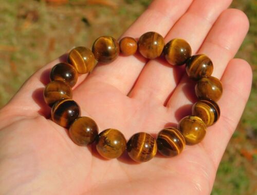 Tigerauge Armband 12 mm Natur Edelstein für Glück Wohlstand und Energie Heilung - Bild 6 von 8