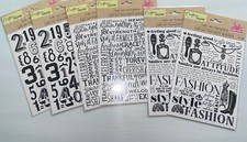 6 Crafter  s Square Rub-On Transfer Designs Flower Birthday Black Numbers