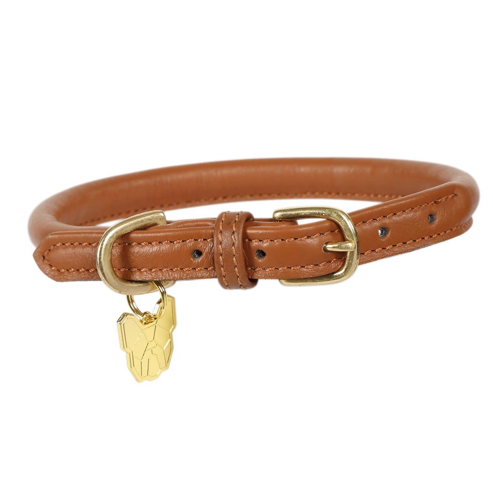 DIGBY & FOX Shires Digby and Fox Rolled Leather Dog Collar - Tan