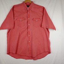 Wrangler Shirt Mens 18 Red Cowboy Cut Regular Fit X-Long Tails Button Up