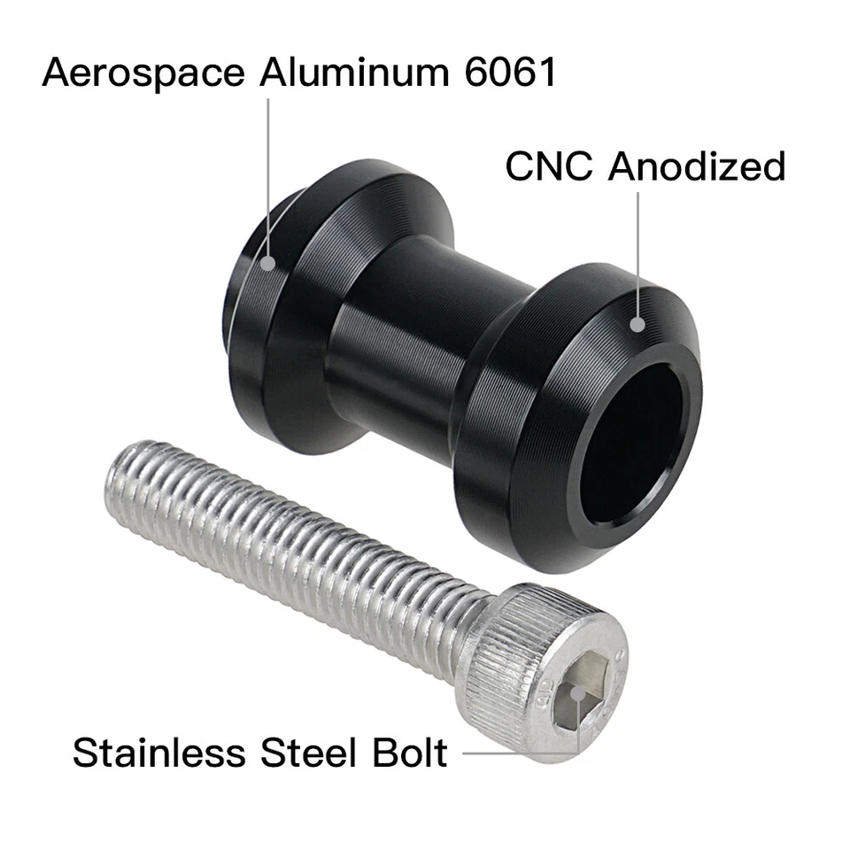 10mm CNC Swingarm Spools Sliders Fits Kawasaki Ninja 500 EX500 1987-2009 - Image 3 of 4