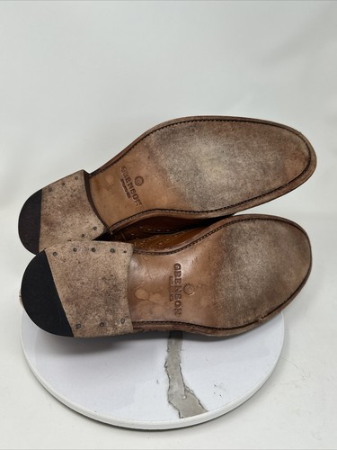 Grenson Dylan Tan Brown Wingtip Full Brogue Oxford Dress Shoes Mens Size 8F - Picture 9 of 12