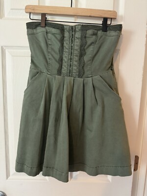 Forever 21 Army Green Strapless Dress/Top Size Medium Side Zipper Pockets  Hooks | eBay