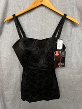 Tc Fine Intimate Shapewear Cami Women's Sz Large L Black Firm Control