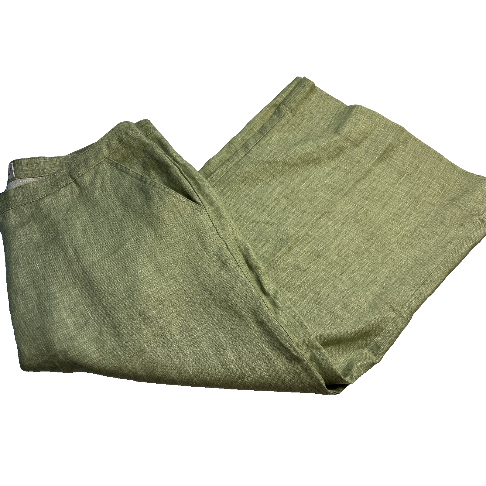 West Palm 100% Linen Women 8 Green Capri Pants Coastal Resort Beach Travel