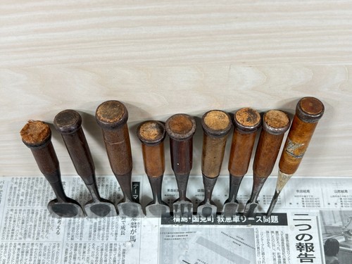 Vintage Japanese Chisel 9set Nomi /Hand Plane Saw Iron Hammer Hand Tool/d67 - Picture 24 of 24
