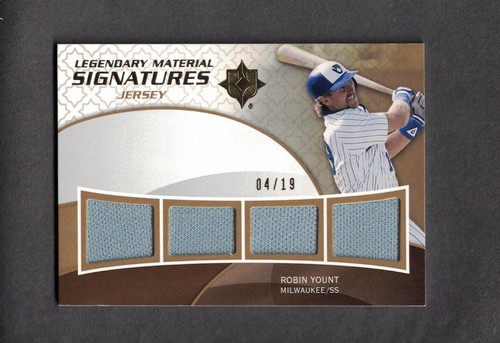ROBIN YOUNT HOF 2009 UPPER DECK ULTIMATE COLLECTION LEGENDARY MATERIAL 4 JERSEYS