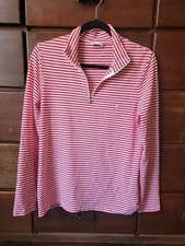 Golfino Red/White Striped Womens Golf Perfomance 1/4 Zip Pullover Large