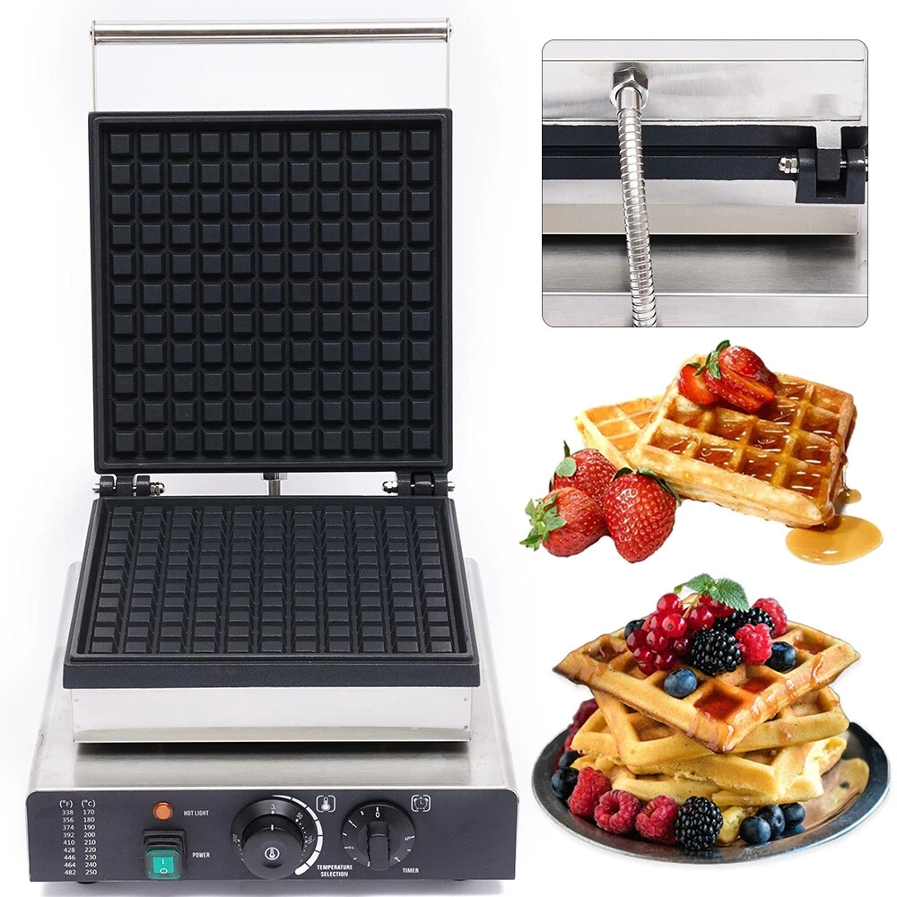 Bakeries Commercial Waffle Crispy Maker Baker Nonstick Stainless W/Timer Control