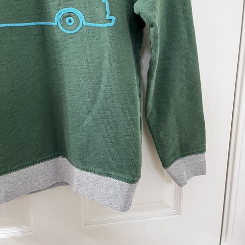 Mini Boden Green Woody Car Wagon Surfboard Applique Sweatshirt Boys Size 7-8 - Picture 5 of 14
