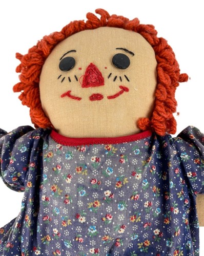 Vintage Raggedy Ann Handmade 16" Rag Dolls Set of 2 *Blue Striped Legs* - Picture 6 of 21