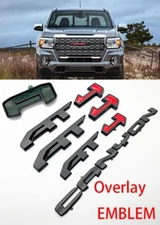 Matte Black Red Overlay Emblem Kit  Fit 2021-2022 AT4 Emblem GMC Canyon