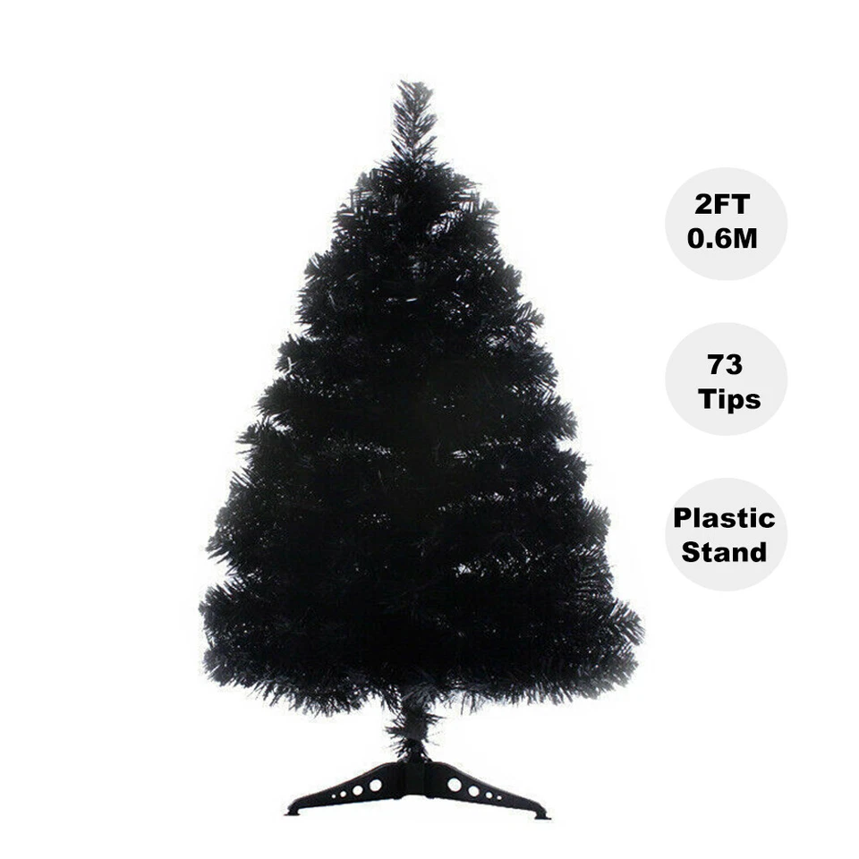 Black Christmas Trees 2.4M/2.1M/1.8M/1.5M/1.2M/90CM/60CM Fluffy Tips Metal Stand - image 2 of 4