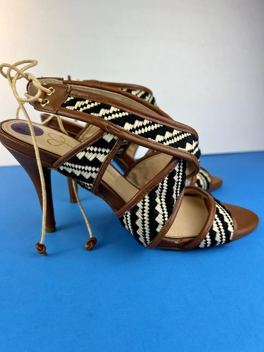 Jessica simpson black and white heels cheap