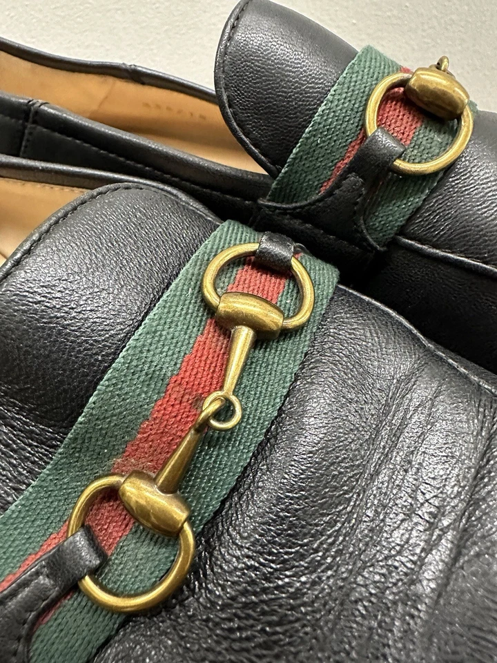 Mocassim GUCCI LISTRADO DE COURO PRETO HORSEBIT JORDAAN PRINCETOWN EU 38 EUA 8 - Imagem 3 de 4