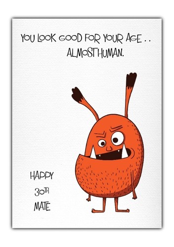 Cartoon monster card irreverent funny Personalised name, age, own wording - Picture 3 of 4