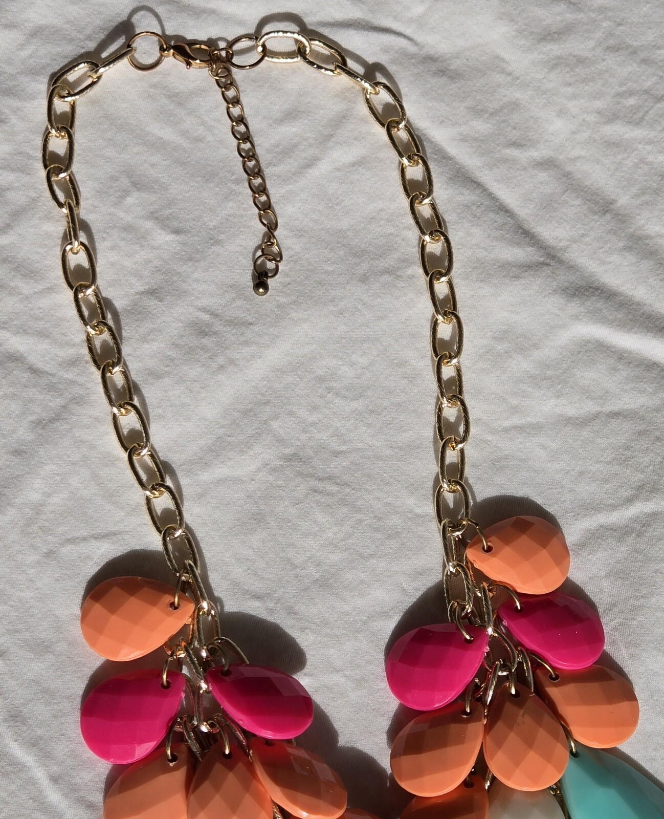 Statement Bib Necklace, Multi Colored, Multi Face… - image 5