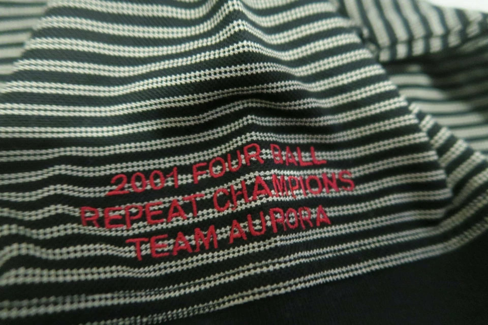 Polo de golf Pringle Scotland a rayas negro para hombre XL Secession banderas de palos de golf Foto 3 de 4