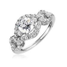 Sterling Silver Cubic Zirconia Stones Ladies Ring w/ 6 mm 1 ct Center CZ Stone