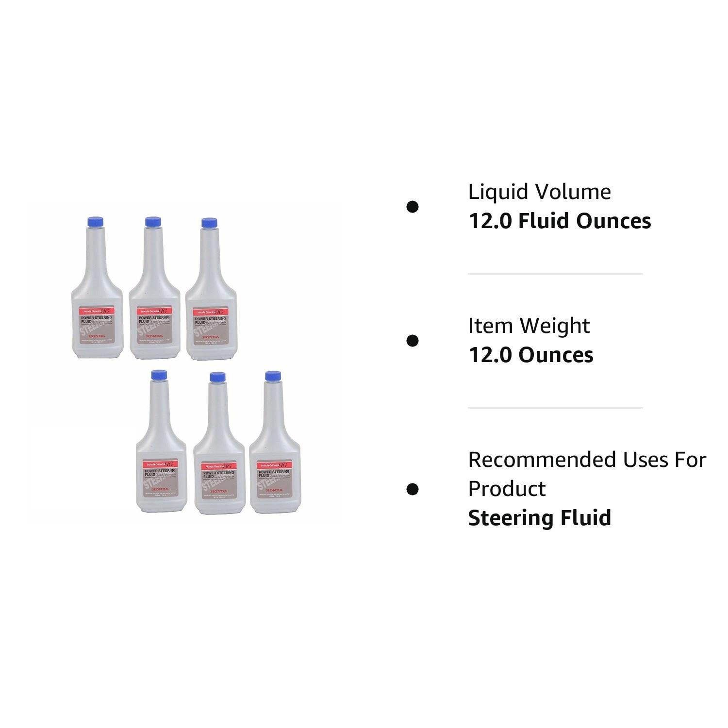 Compatible with Honda Acura Power Steering Fluid 12 oz Bottle pack of 6