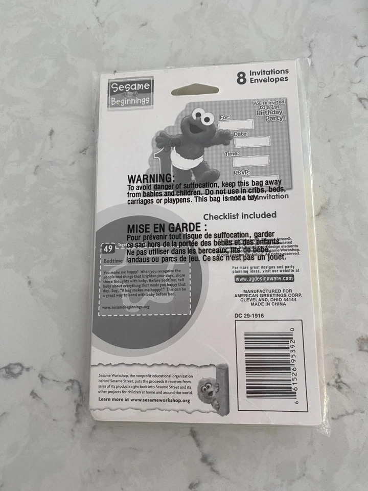 Sesame Beginnings Birthday Invitation with Envelopes - 6 Pack Amscan DesignWare - Image 4 of 4