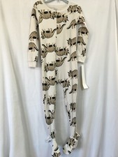 New Carter's 1-Piece Beige Dinosaur Cotton Pajama PJs Footie Sleeper Toddler Boy