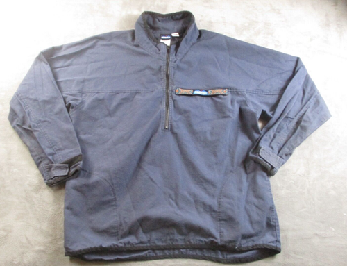 Cazadora de lona Kavu vintage para hombre azul marino manga larga grande cremallera 1/4