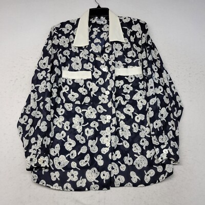 Ms Russ Shirt Womens Plus 20W Blue White Floral Sheer Chiffon Top Blouse Button