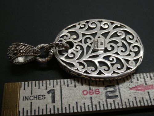 SARDA Indonesia Labradorite Gemstone Carved HORSE Ornate Sterling 925 Pendant - Picture 3 of 6