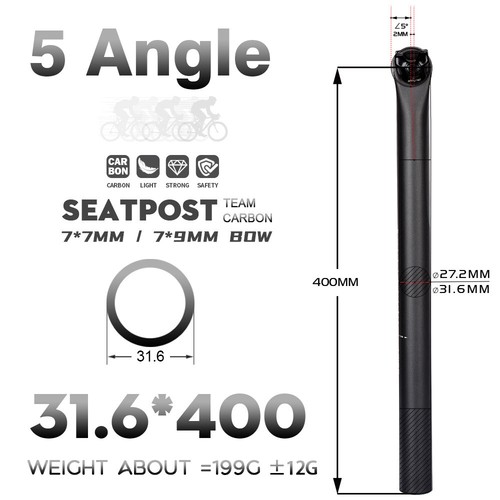 5° 20° Carbon Fiber Bicycle Seatpost 27.2/31.6mm for Mtb Road Bike 7x9mm Clamp - Picture 23 of 25
