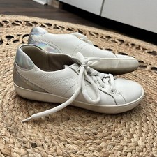 Naturalizer Womens Morrison Sneakers Shoes White Iridescent Leather Lace Up 7M