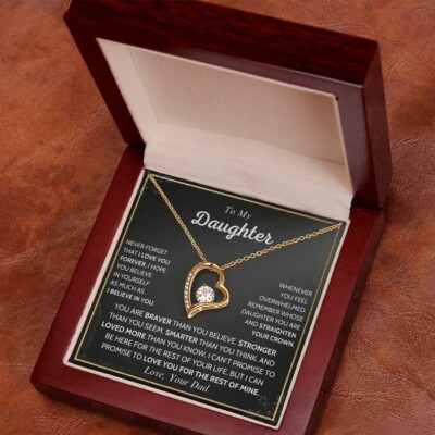 Daughter Gifts From Dad, To My Daughter Forever Love Necklace  birthday,Xmas,...