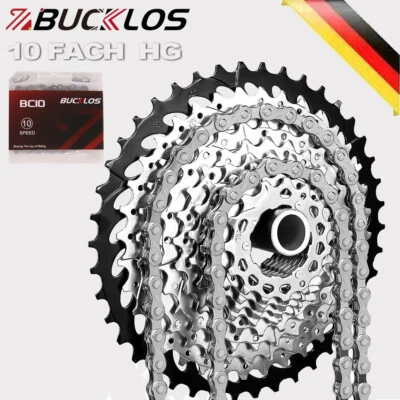 BUCKLOS 10 Fach 11-32/34/36/42T Ritzel Kassette MTB Rennrad 10Gang Ketten für Shimano HG