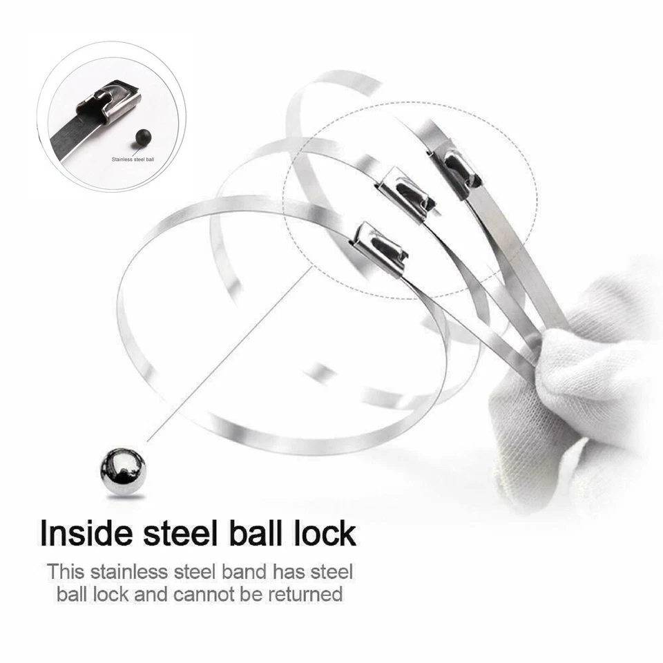 100pcs Stainless Steel Self Locking Cable Zip Ties Wrap Tie 4.6mm 7.9mm SS 304 - image 2 of 4